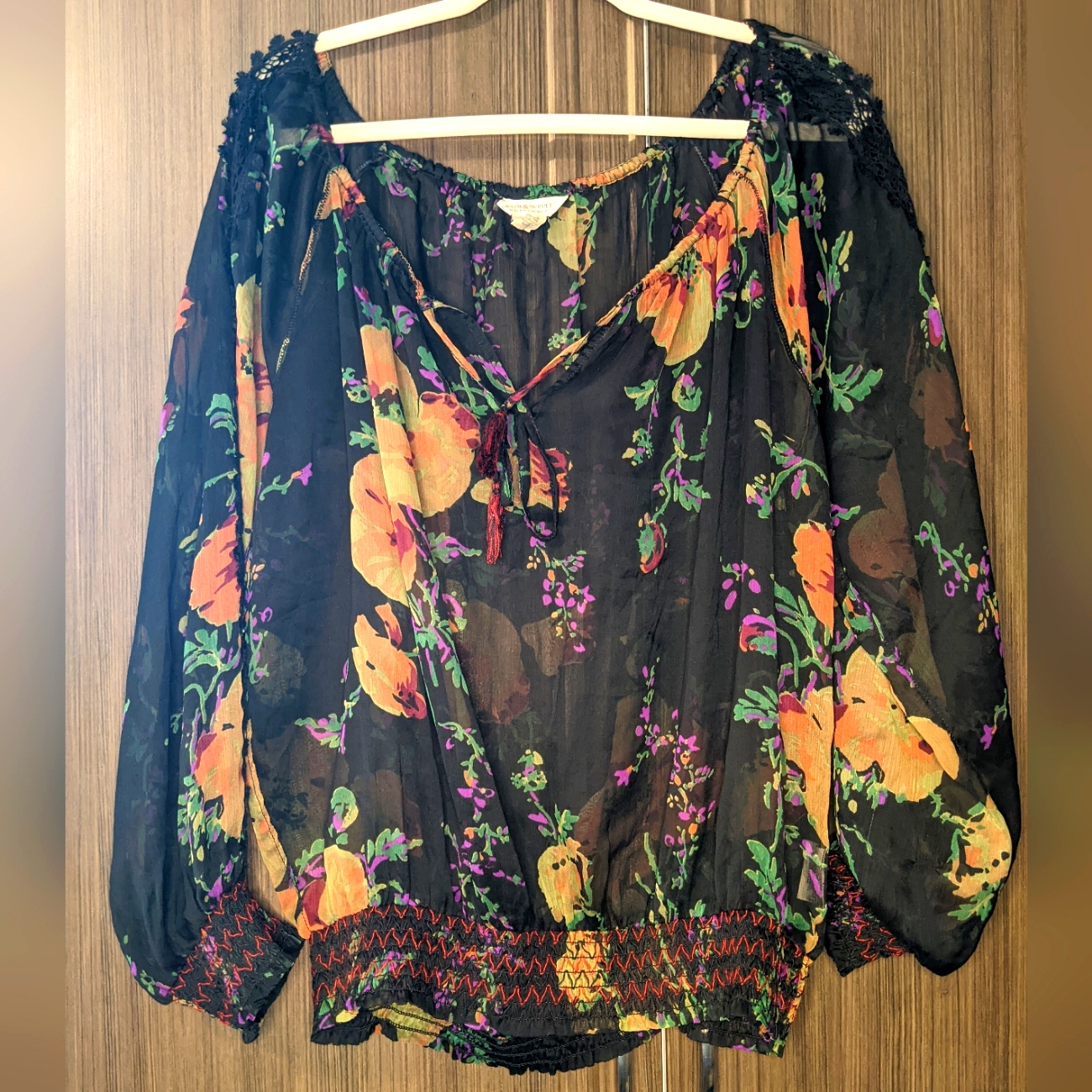 Ralph Lauren Denim And Supply Sheer Floral Blouse, Medium